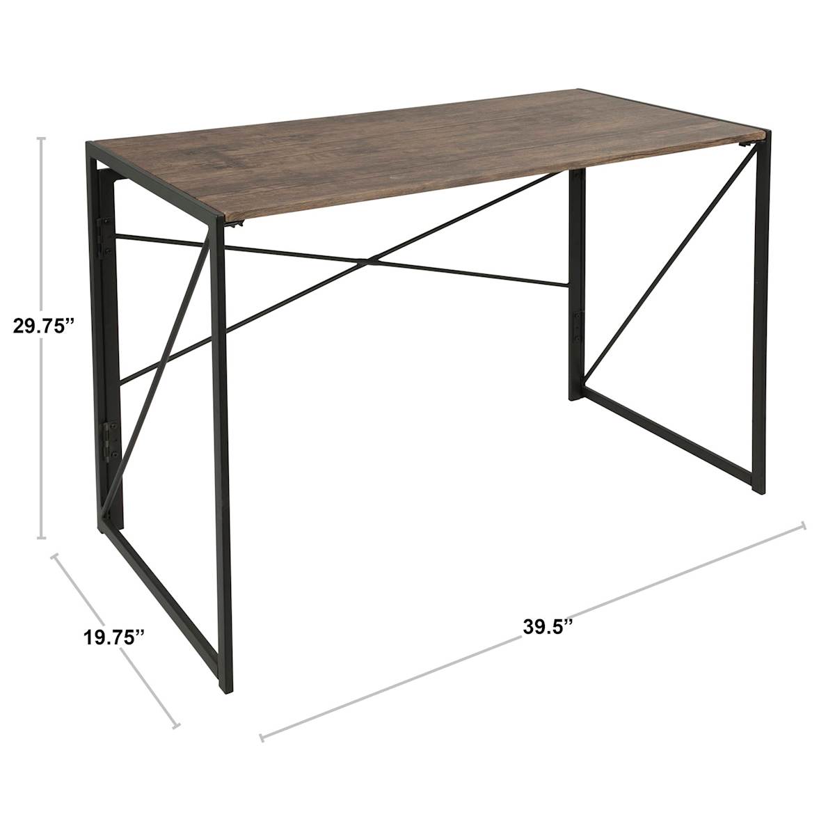 At Home Dakota Black & Brown Industrial Modern Office Desk