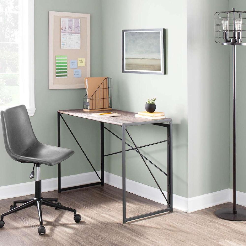 At Home Dakota Black & Brown Industrial Modern Office Desk