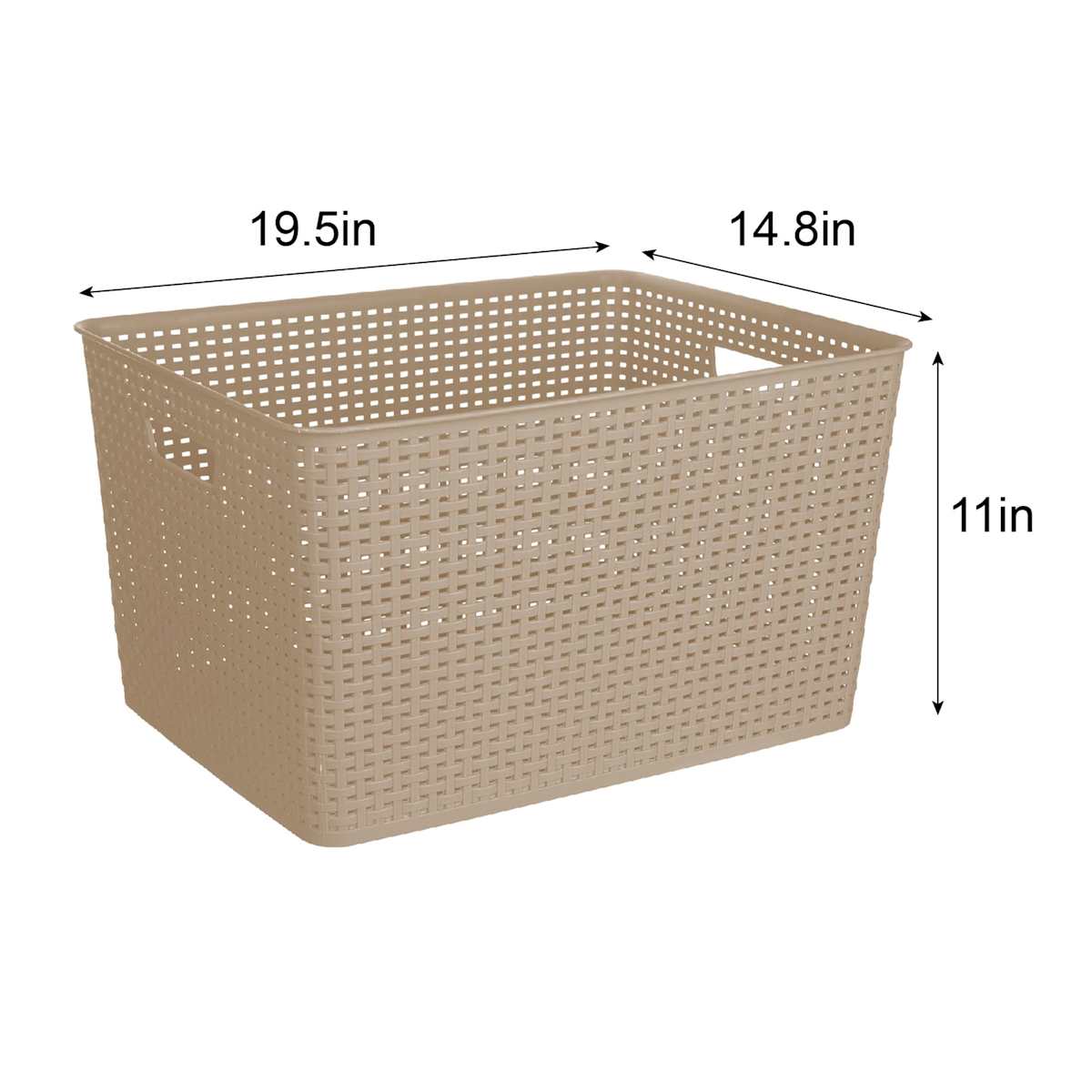 At Home Dark Beige Rectangle Crossover Weave Storage Basket XX-Large