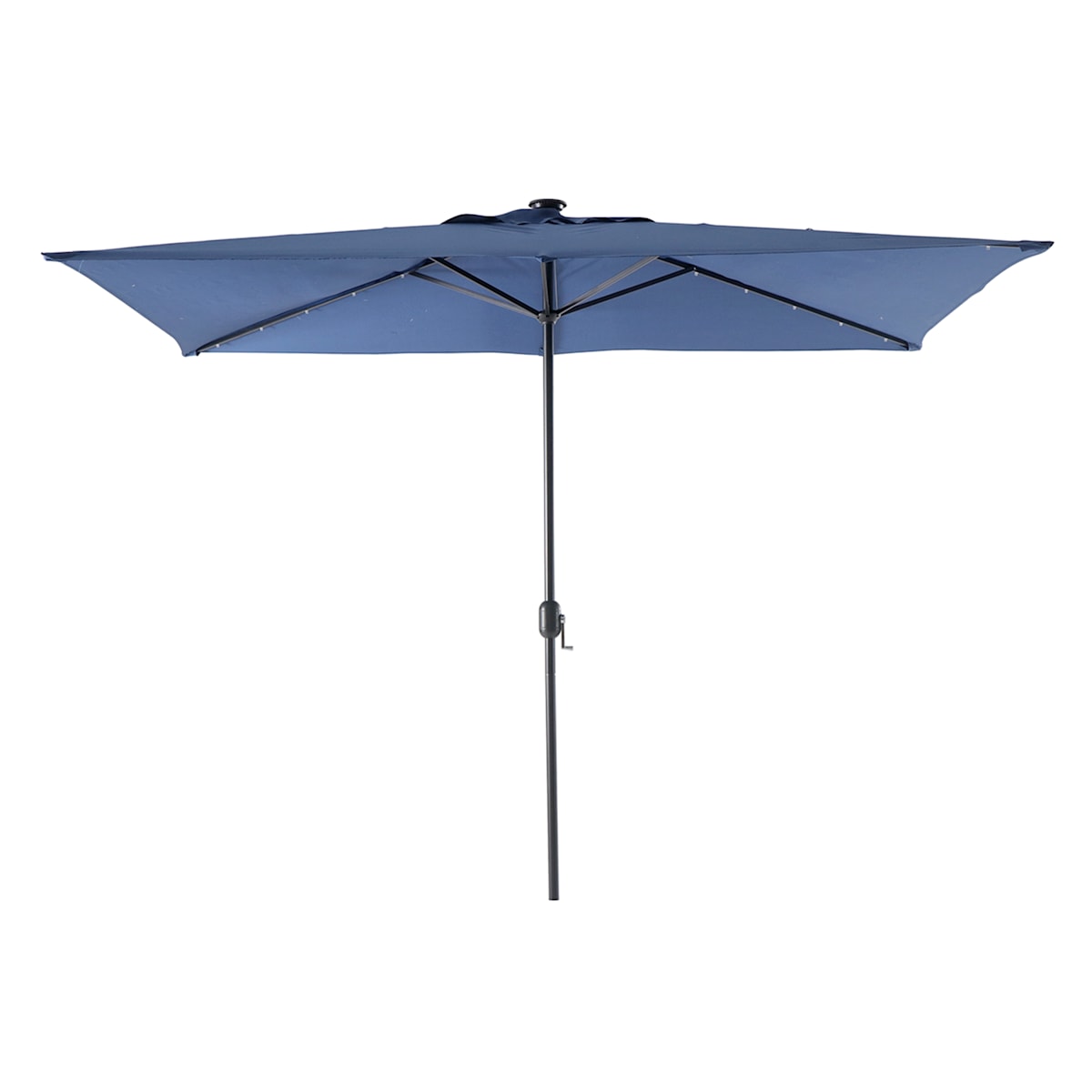 At Home Dark Blue Rectangle LED Crank Patio Umbrella 6.5x10'