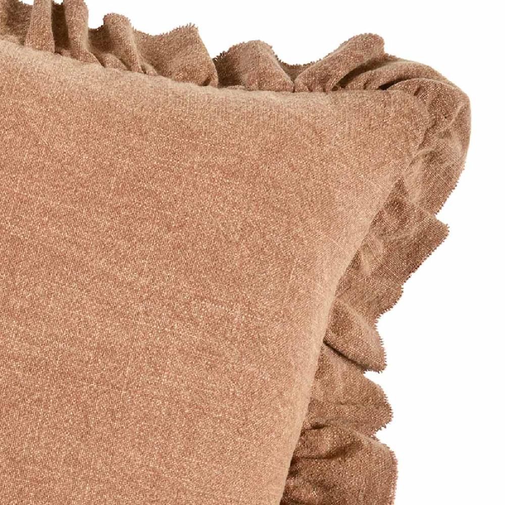 At Home Dark Brown Solid Textured Ruffle Throw Pillow 18"