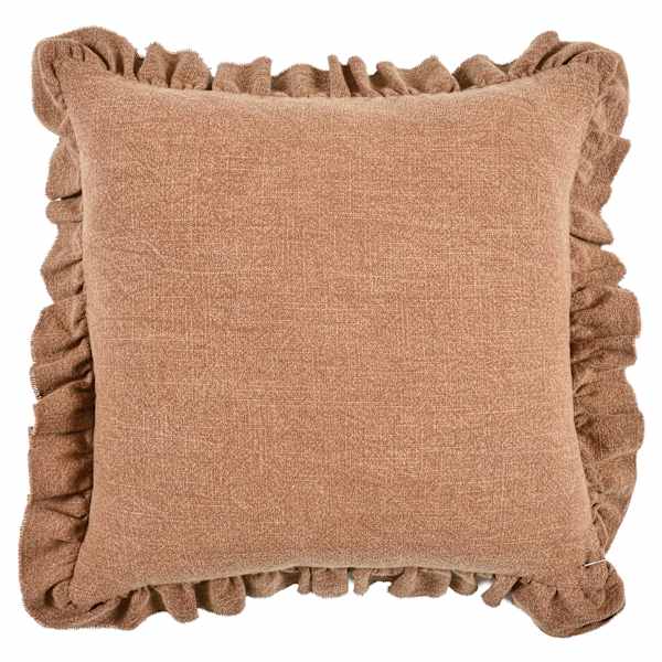 at home Dark Brown Solid Textured Ruffle Throw Pillow 18"