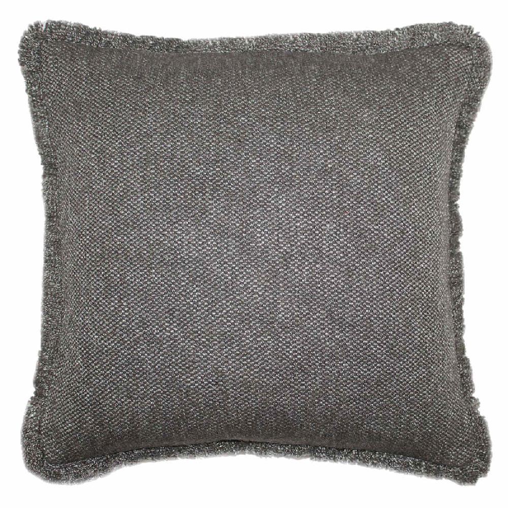 At Home Dark Grey Solid Woven Fringe Outdoor Throw Pillow 18"
