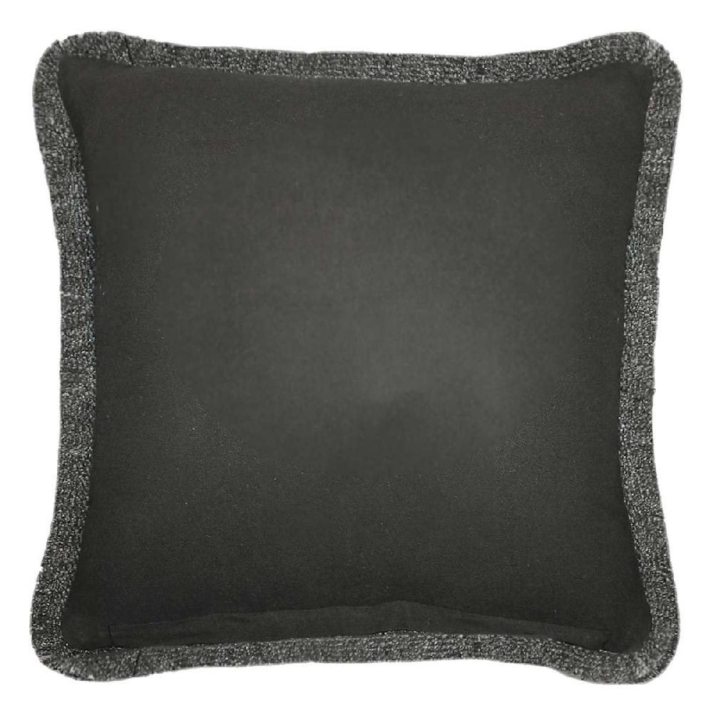 At Home Dark Grey Solid Woven Fringe Outdoor Throw Pillow 18"