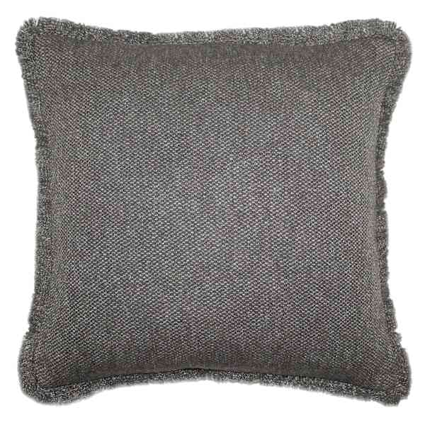 at home Dark Grey Solid Woven Fringe Outdoor Throw Pillow 18"