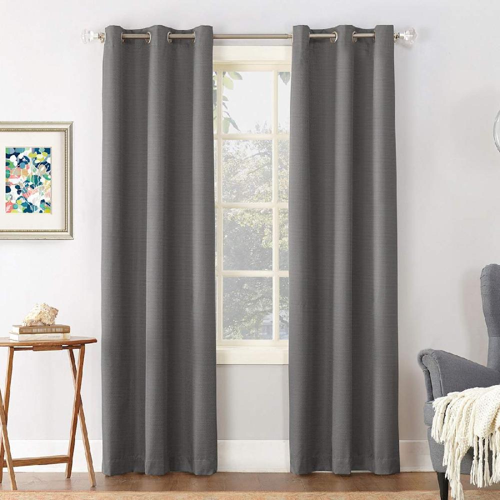 At Home Dark Grey Thermal Room Darkening Grommet Curtain Panel 63"