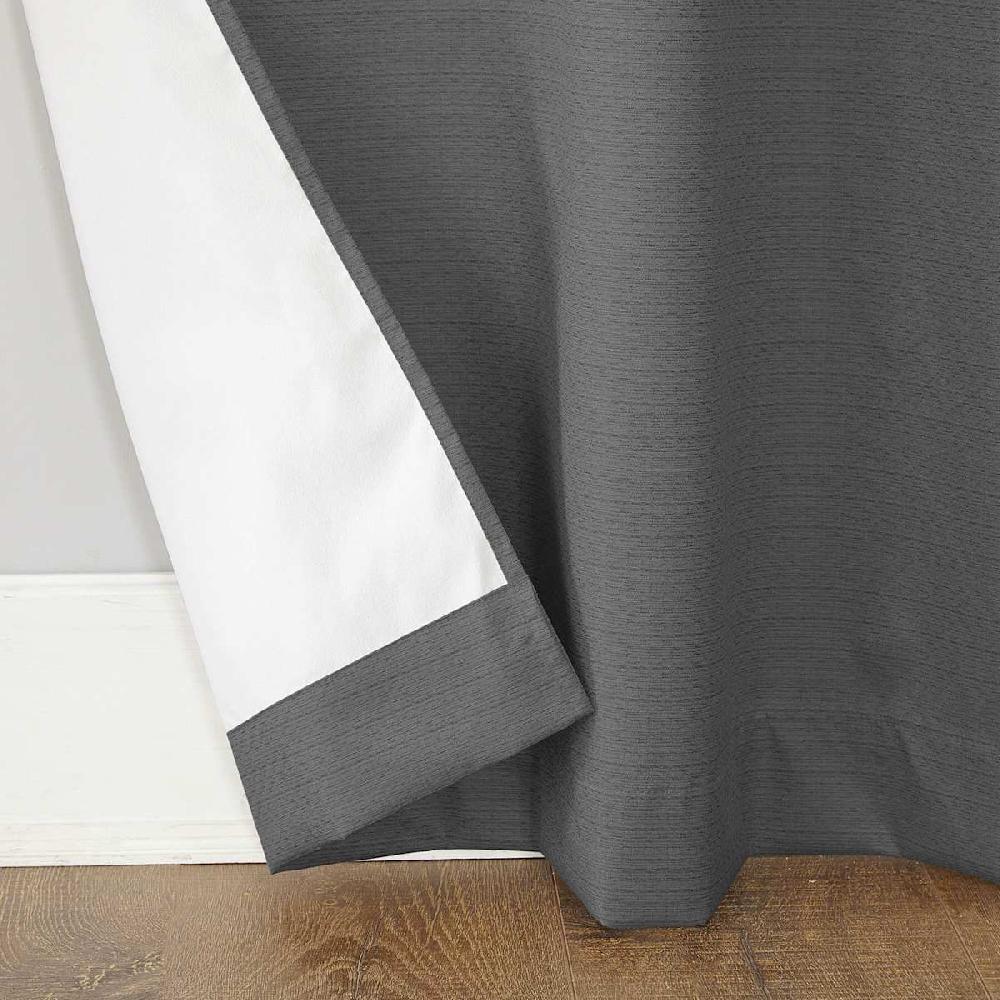 At Home Dark Grey Thermal Room Darkening Grommet Curtain Panel 63"