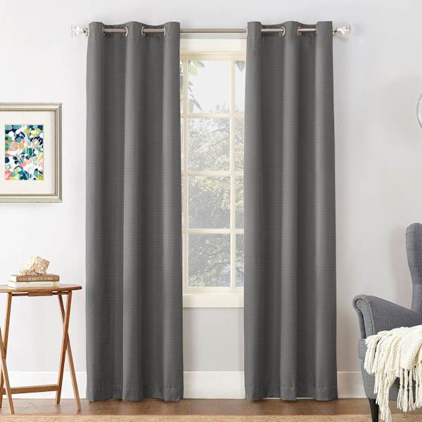 at home Dark Grey Thermal Room Darkening Grommet Curtain Panel 63"