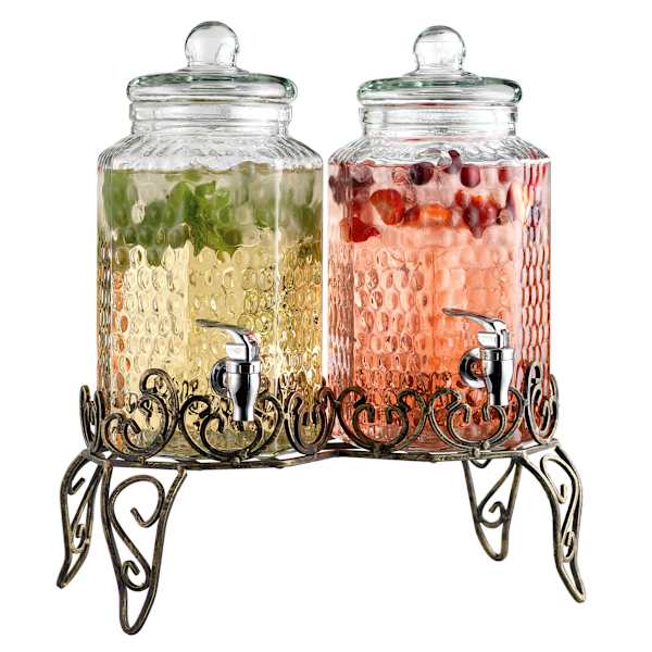 at home Dual Hammered 1-Gallon Beverage Dispenser with Stand