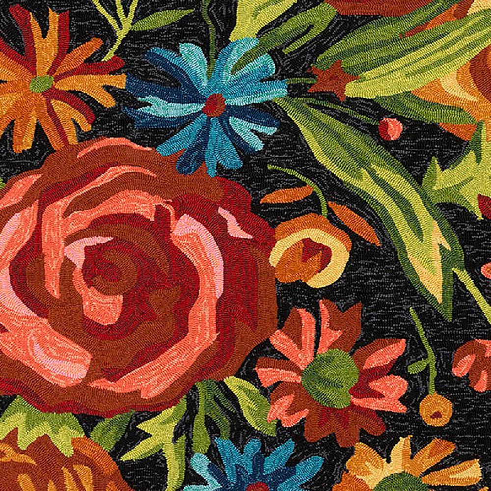 At Home (E255) Santa Monica Black Floral Indoor & Outdoor Accent Rug 3x5