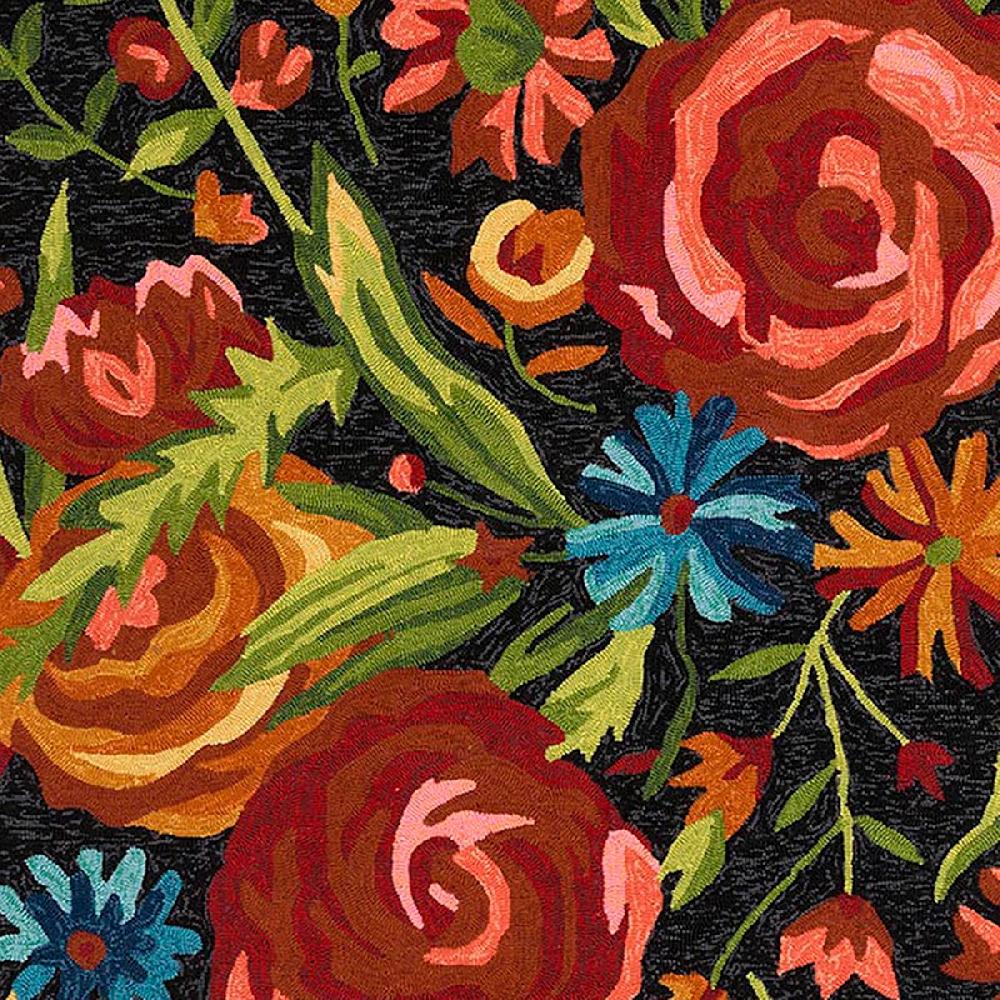 At Home (E255) Santa Monica Black Floral Indoor & Outdoor Area Rug 5x7