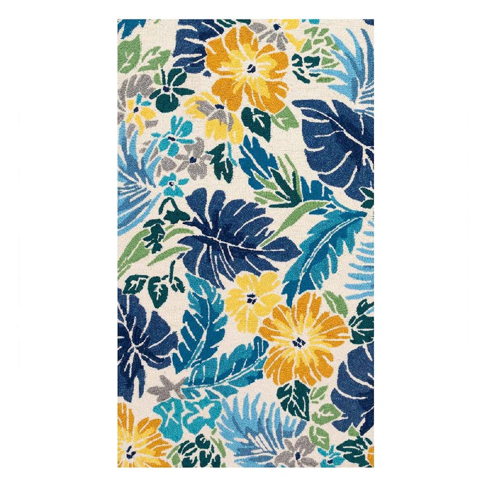 At Home (E264) Santa Monica Blue Floral Indoor & Outdoor Accent Rug 3x5