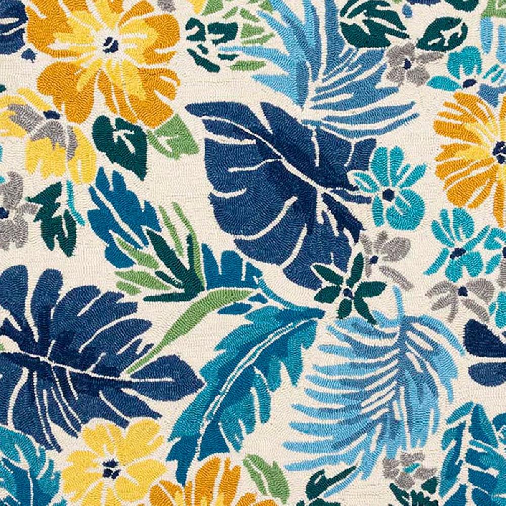 At Home (E264) Santa Monica Blue Floral Indoor & Outdoor Area Rug 5x7