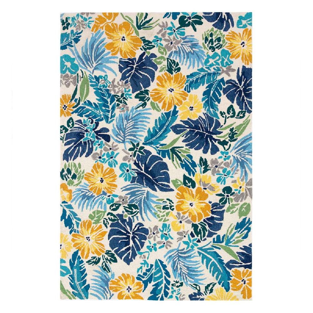 At Home (E264) Santa Monica Blue Floral Indoor & Outdoor Area Rug 7x10