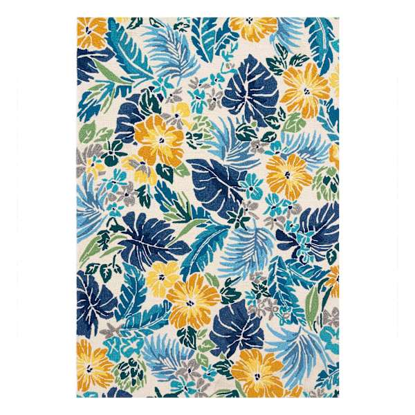 at home (E264) Santa Monica Blue Floral Indoor & Outdoor Area Rug 5x7