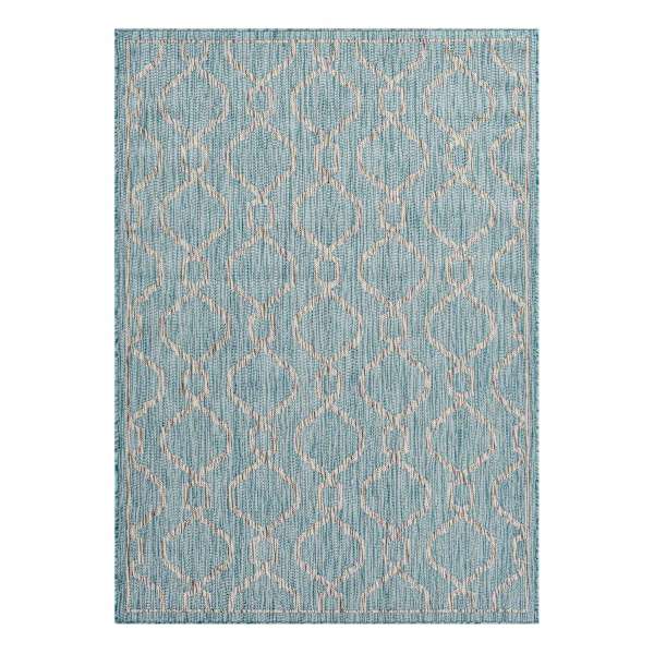 at home (E306) Aqua Geo Wave Indoor & Outdoor Area Rug 8x10