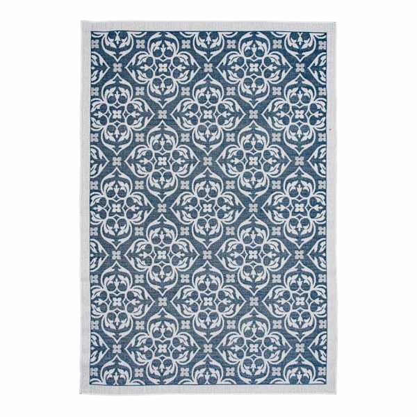 at home (E308) New Zealand Cobalt Blue Woven Indoor & Outdoor Area Rug 5x7