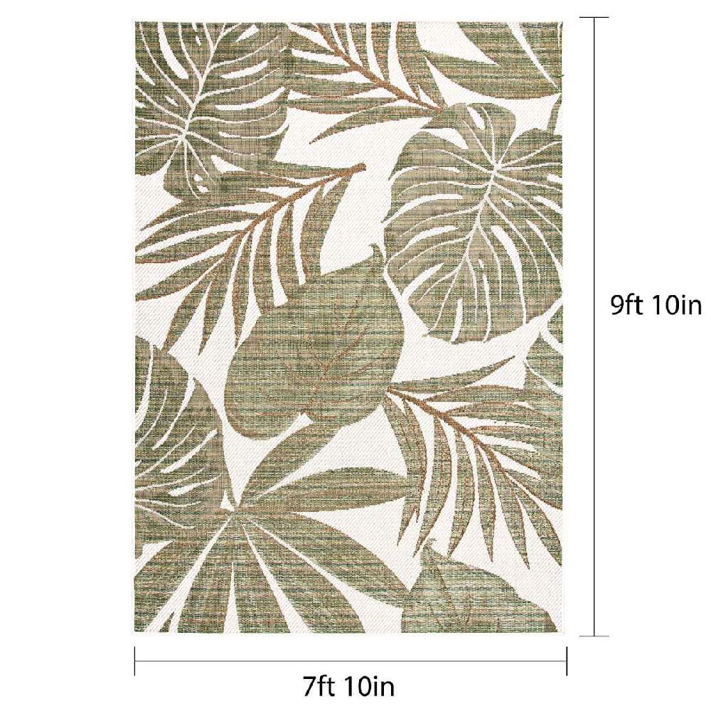 At Home (E513) Found & Fable Santorini Cala Green Leaves Outdoor Area Rug 8x10