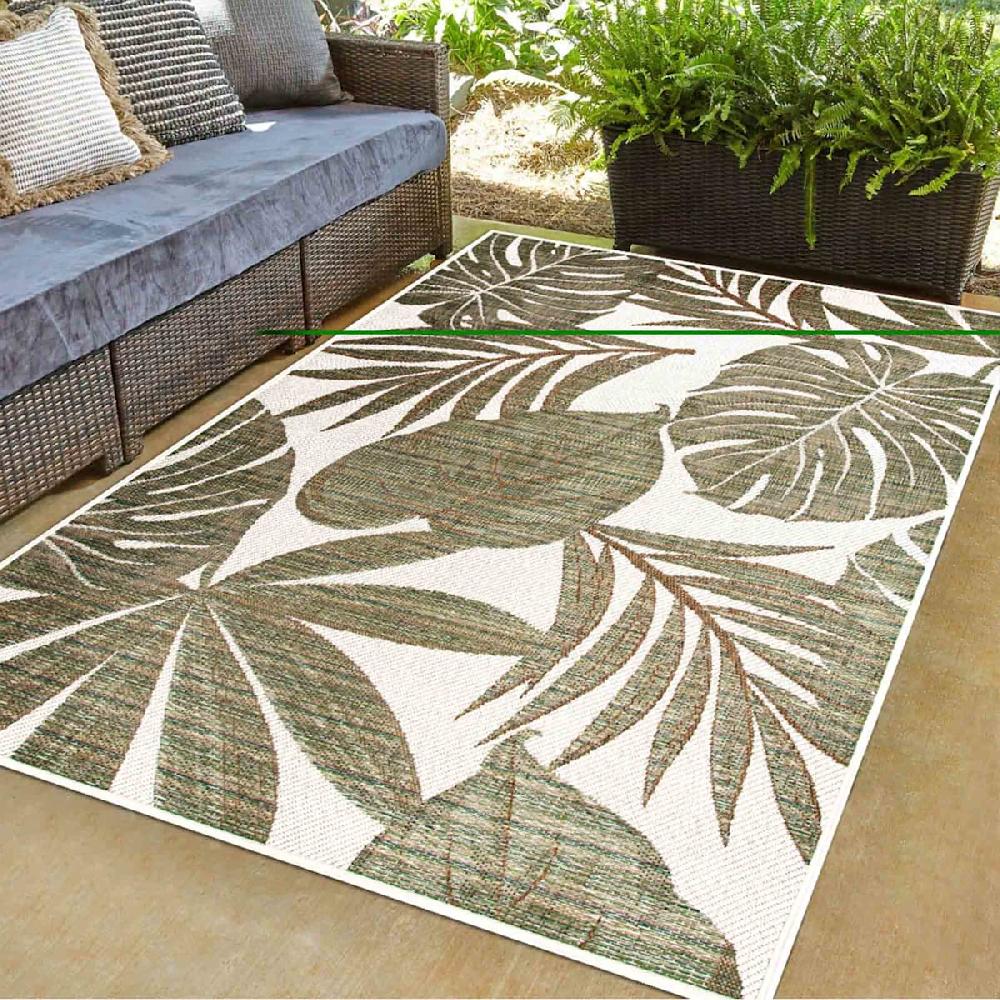 At Home (E513) Found & Fable Santorini Cala Green Leaves Outdoor Area Rug 8x10