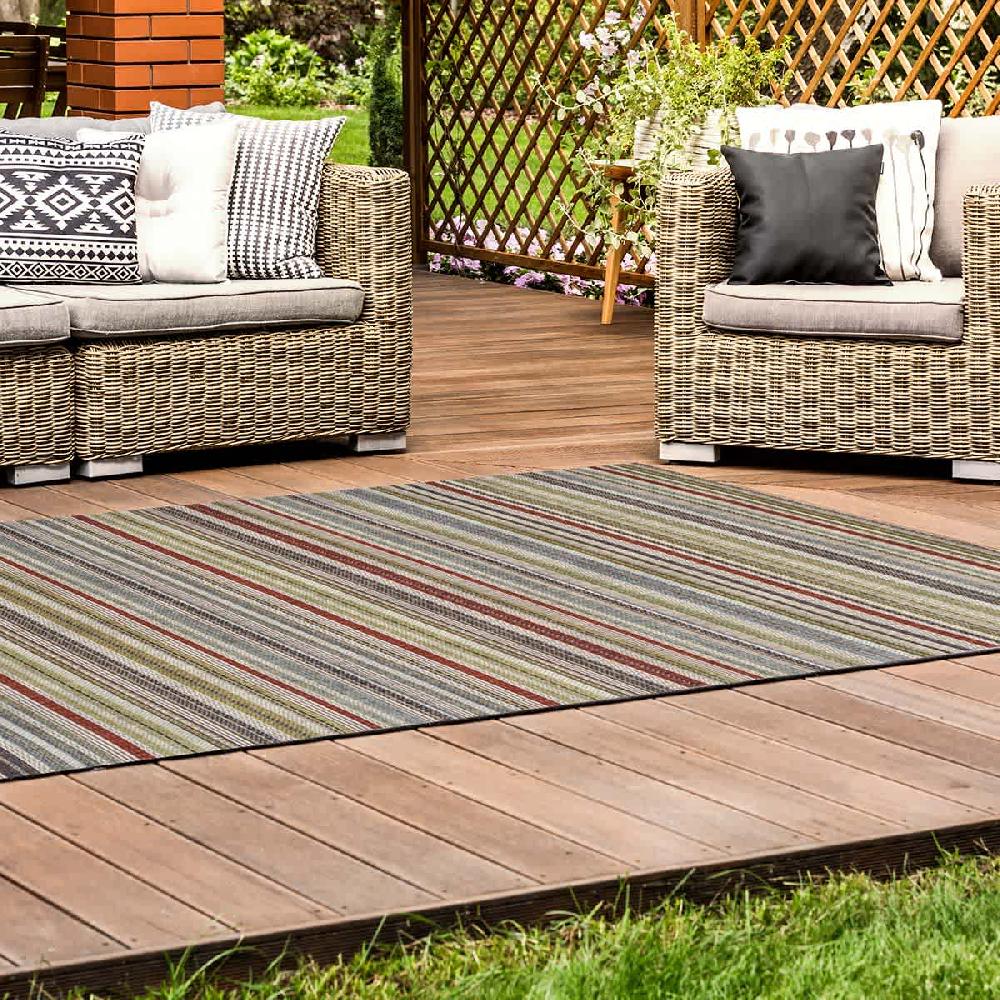 At Home (E531) Magic Multicolor Striped Outdoor Area Rug 5x7