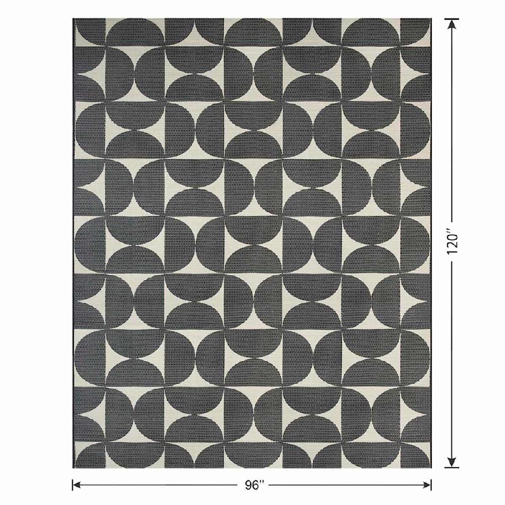 At Home (E535) Crosby St. Black & White Geometric Outdoor Area Rug 8x10