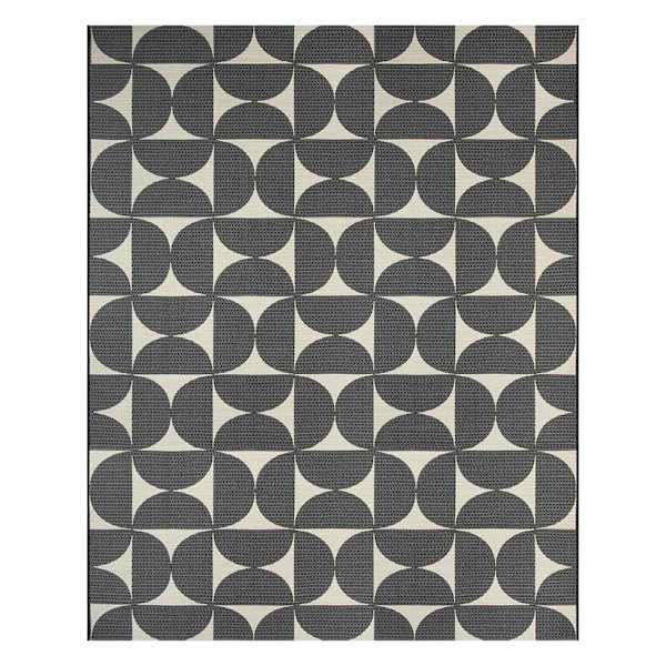 at home (E535) Crosby St. Black & White Geometric Outdoor Area Rug 8x10