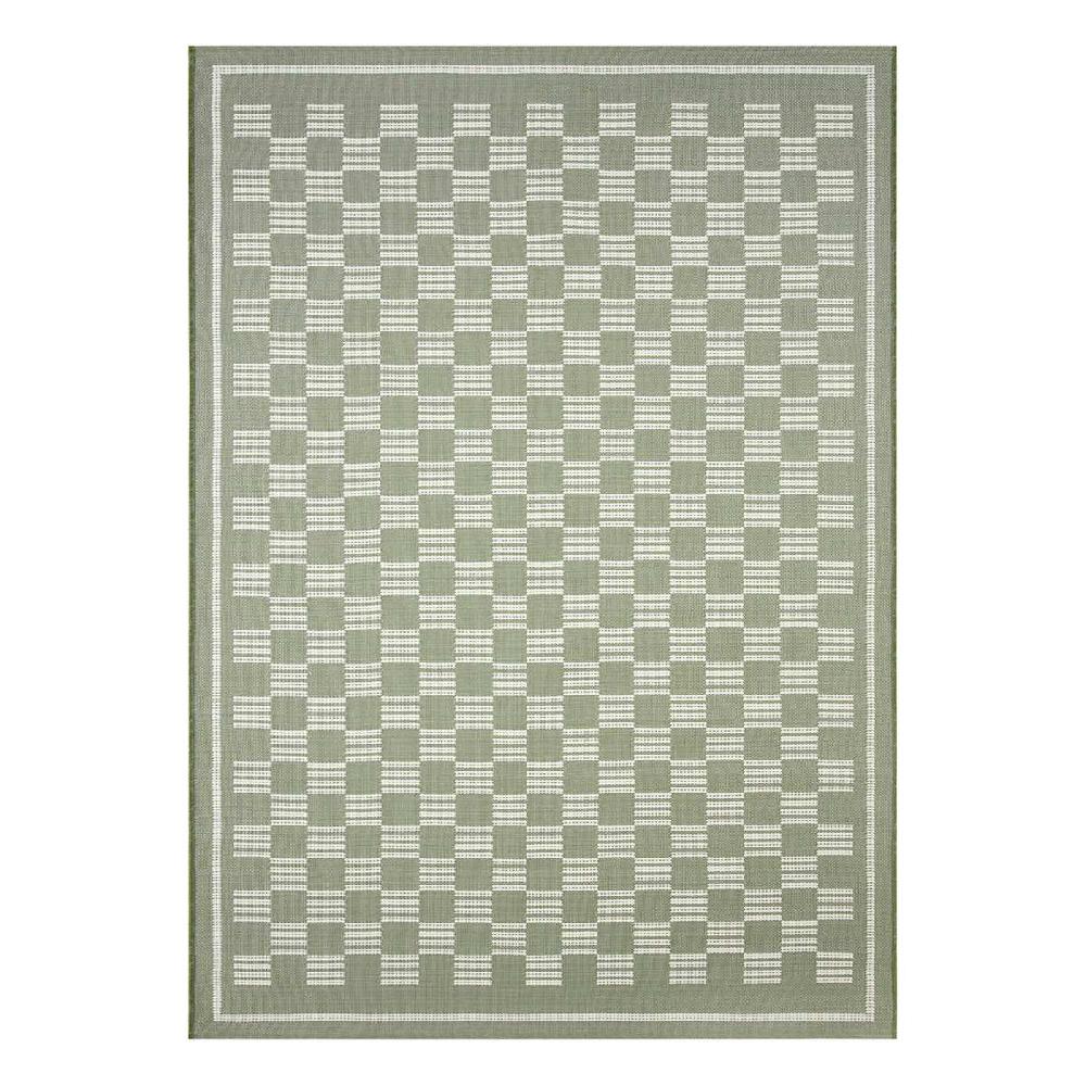 At Home (E536) Honeybloom Green Checkerboard Area Rug 5x7