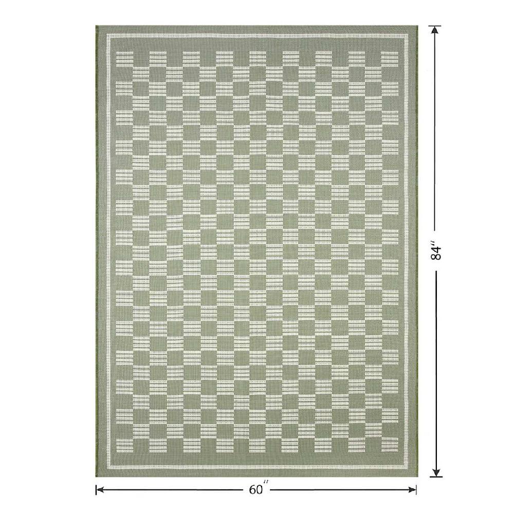 At Home (E536) Honeybloom Green Checkerboard Area Rug 5x7