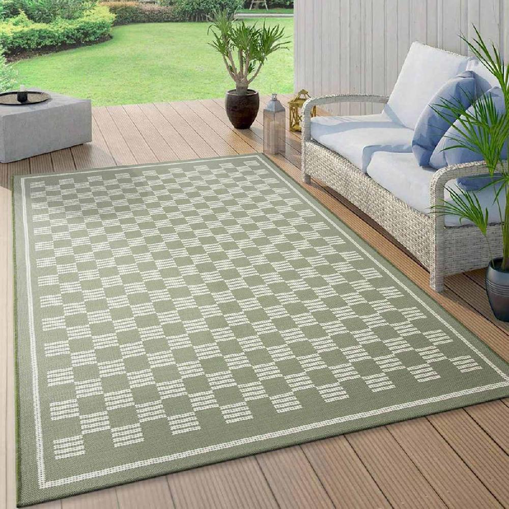 At Home (E536) Honeybloom Green Checkerboard Area Rug 5x7