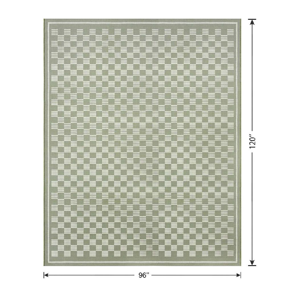 At Home (E536) Honeybloom Green Checkerboard Area Rug 8x10