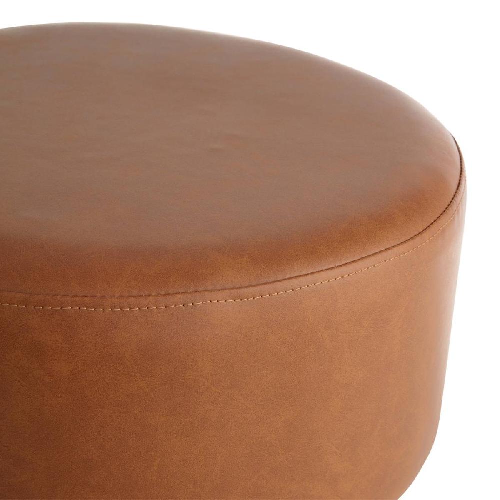 At Home Emmy Stool With Black Wooden Legs Cognac Faux Leather