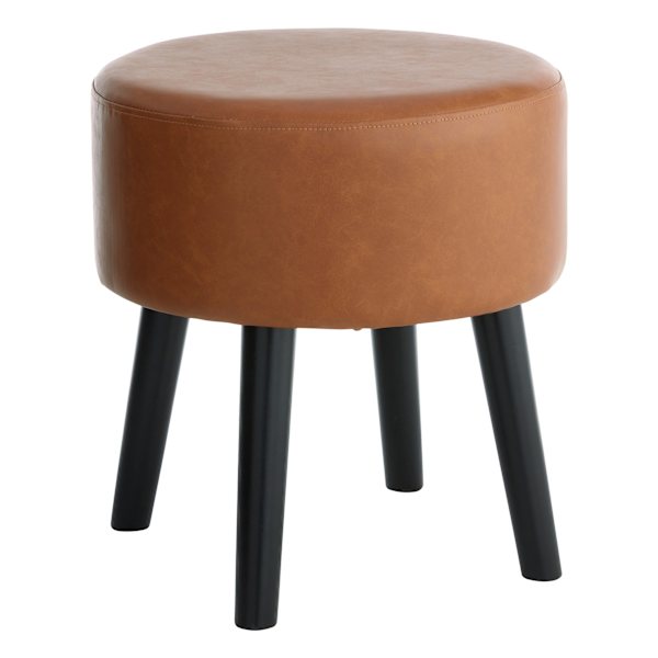 at home Emmy Stool with Black Wooden Legs Cognac Faux Leather