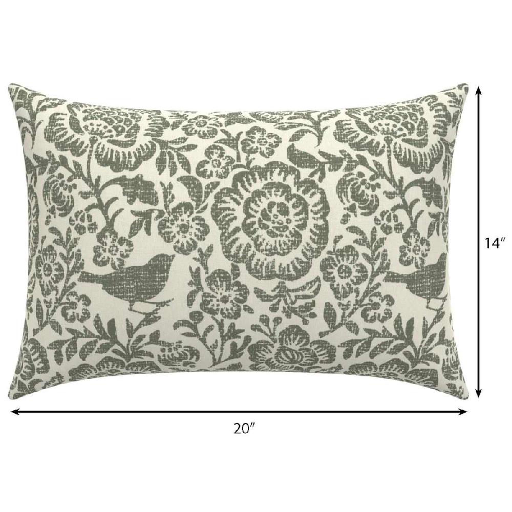 At Home Endive Floral Lumbar Outdoor Throw Pillow 14x20