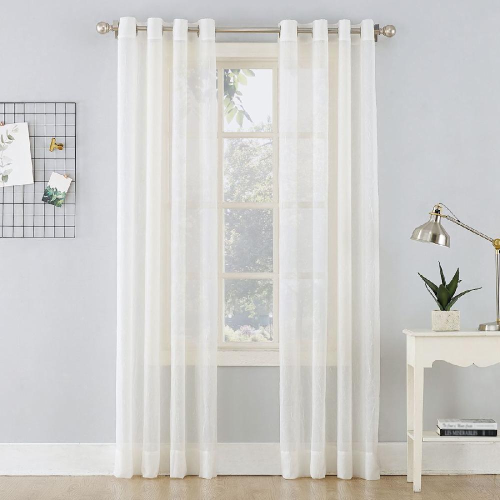 At Home Erica Eggshell Crushed Grommet Sheer Voile Curtain Panel 84"