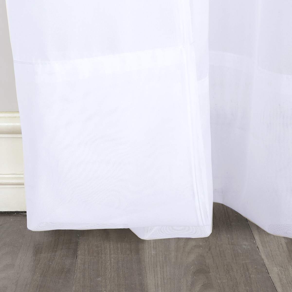 At Home Erica White Crushed Rod Pocket Sheer Voile Curtain Panel 84"