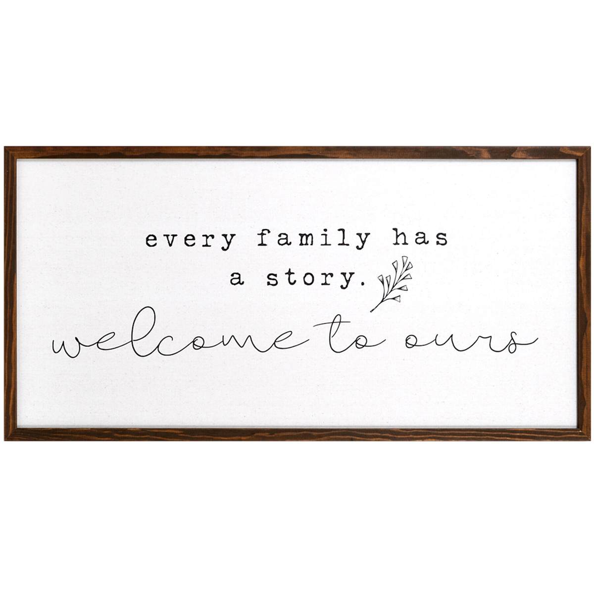At Home Every Family Has A Story Framed Canvas Wall Sign 32x16