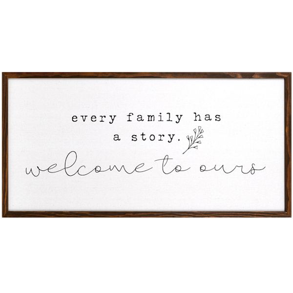 at home Every Family Has a Story Framed Canvas Wall Sign 32x16