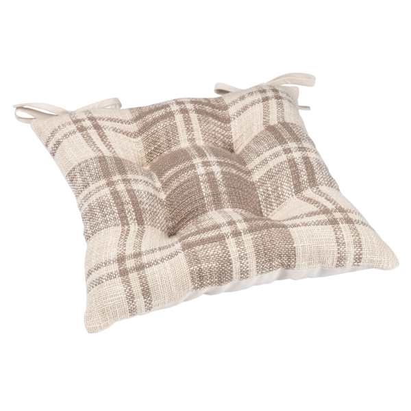 at home Farmhouse Natural Plaid Dining Chair Cushion