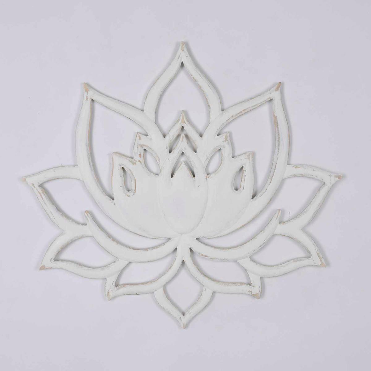 At Home Found And Fable White Lotus Flower Wood Wall Decor