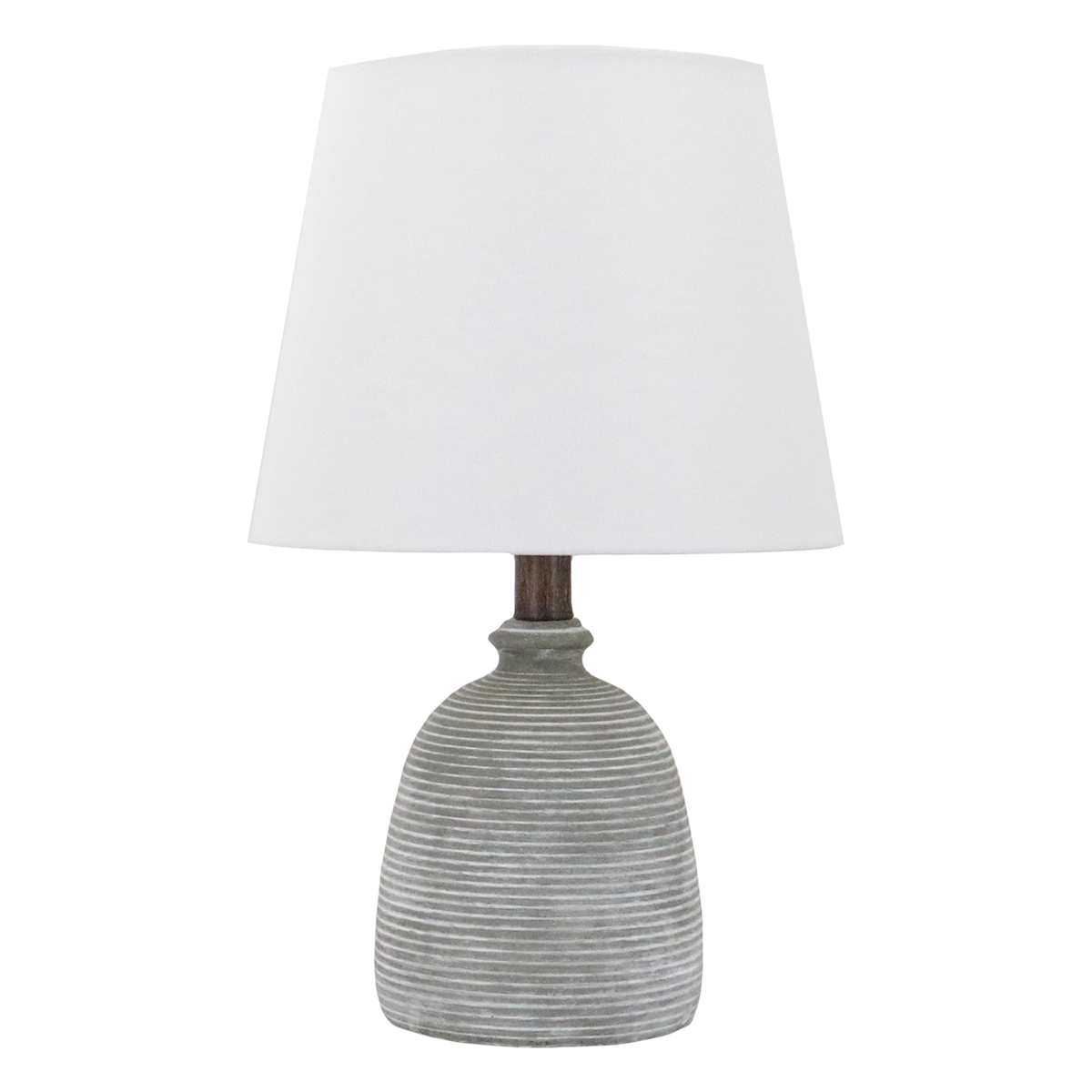 At Home Found & Fable Dark Grey Distressed Small Table Lamp With Shade 16"