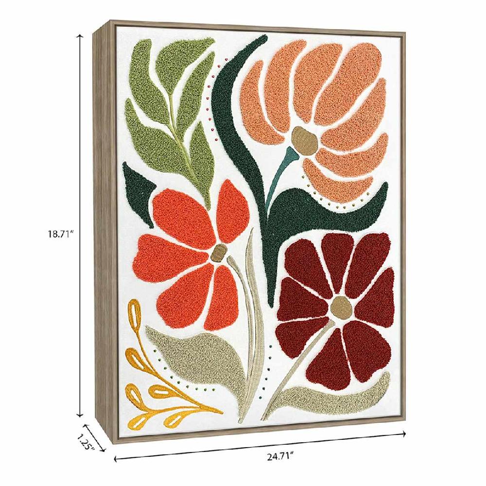 At Home Framed Floral Embroidered Canvas Wall Art 19x25