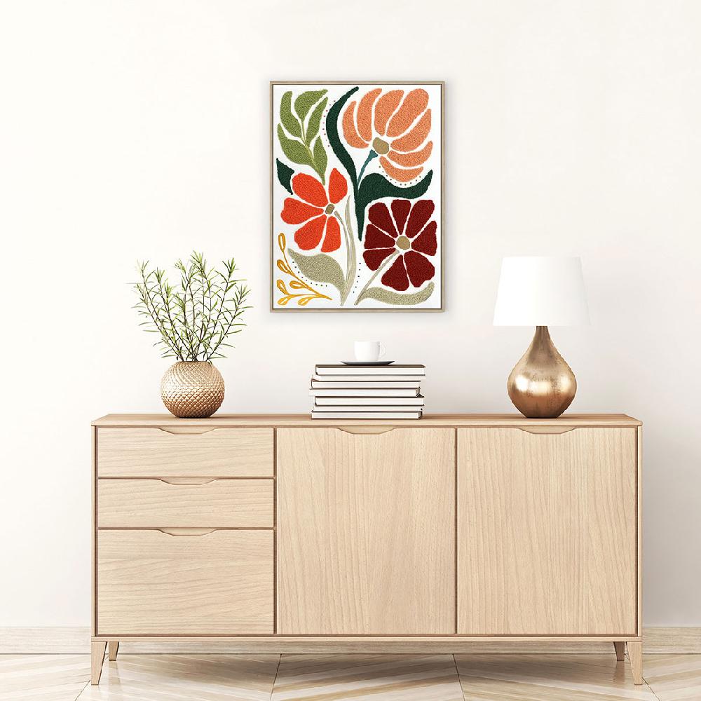 At Home Framed Floral Embroidered Canvas Wall Art 19x25