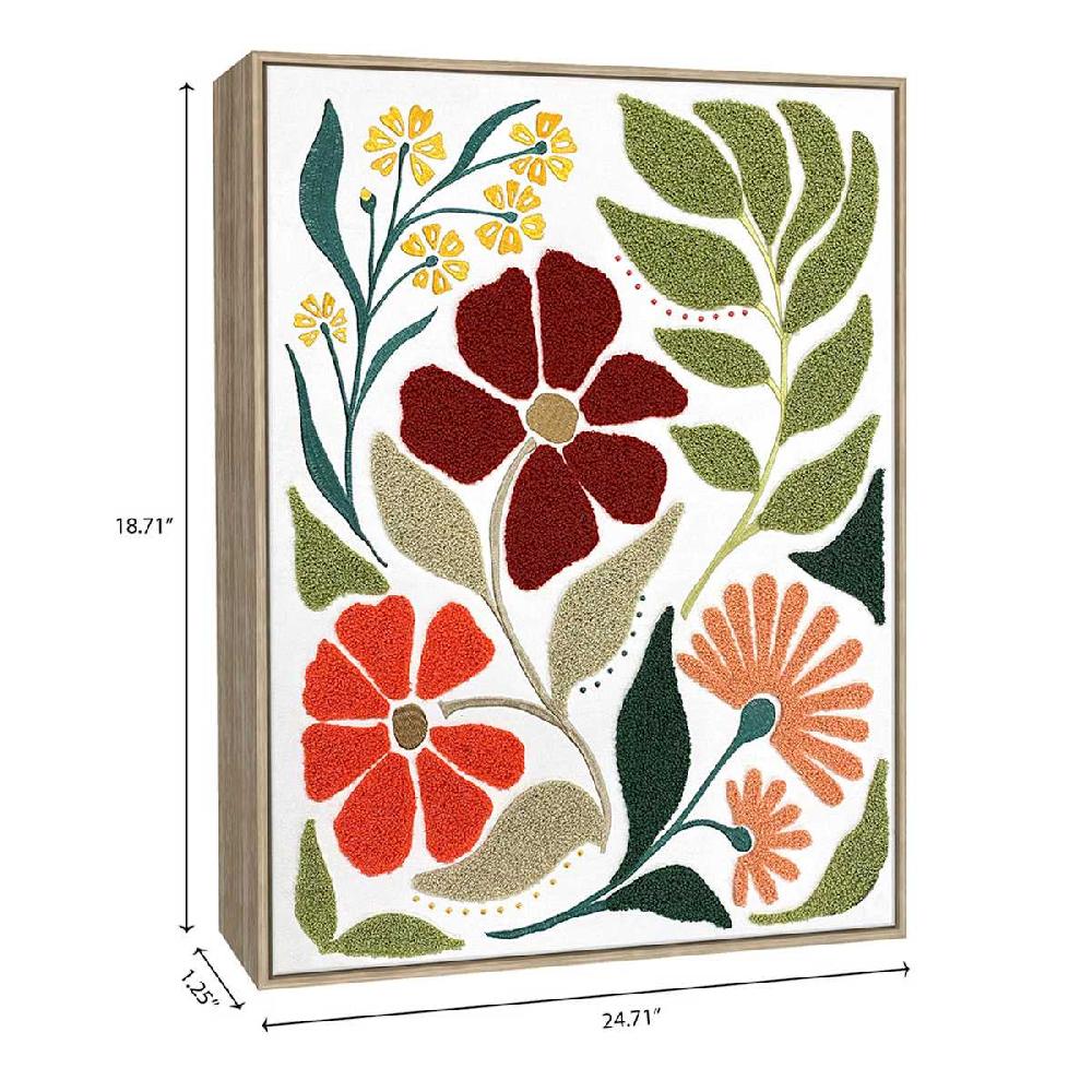 At Home Framed Floral Embroidered Canvas Wall Art 19x25