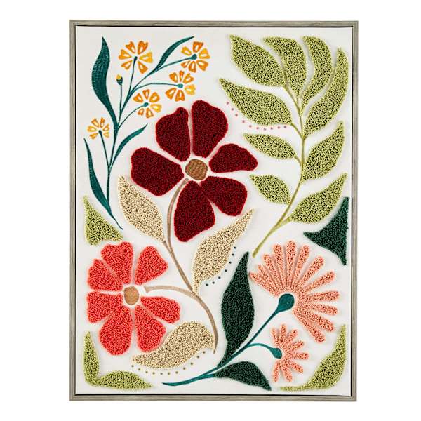 at home Framed Floral Embroidered Canvas Wall Art 19x25