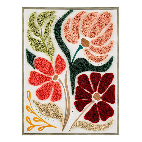 at home Framed Floral Embroidered Canvas Wall Art 19x25