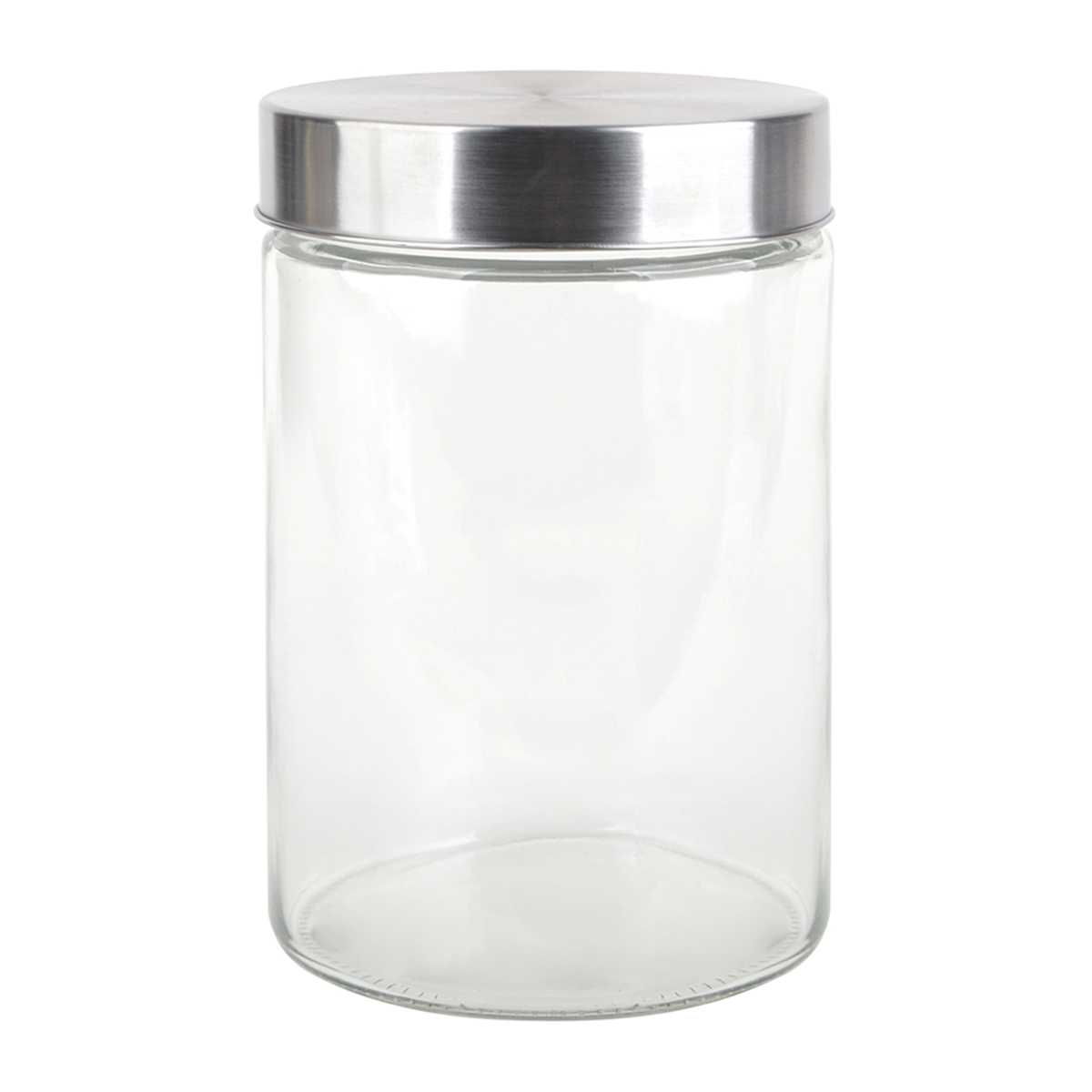 At Home Glass Canister With Screw On Metal Lid 37oz