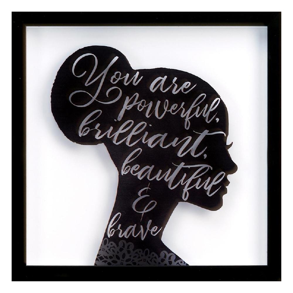 At Home Glass Framed Inspirational Silhouette Wall Decor 13"