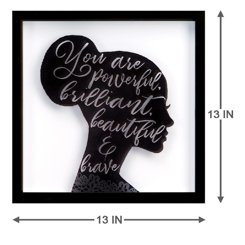 At Home Glass Framed Inspirational Silhouette Wall Decor 13"