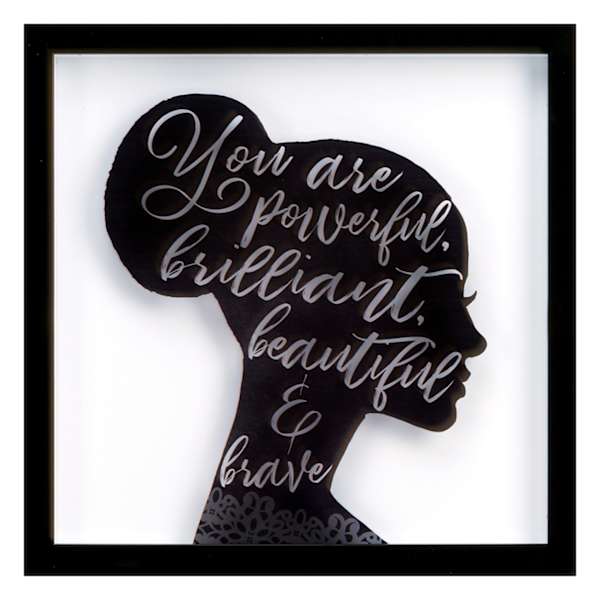 at home Glass Framed Inspirational Silhouette Wall Decor 13"