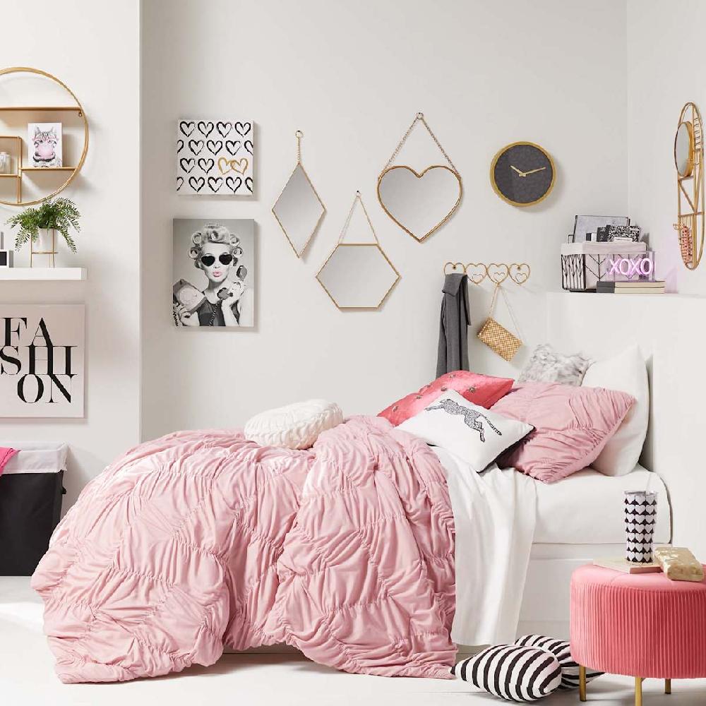 At Home Gold Metal Diamond Shaped Hanging Wall Mirror 10x18